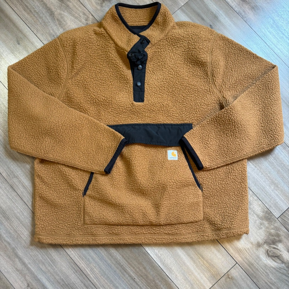 Carhartt Relaxed Fit Sherpa Fleece Snap Front Pullover Brown 104991-M Mens XL‎